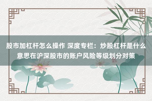 股市加杠杆怎么操作 深度专栏：炒股杠杆是什么意思在沪深股市的账户风险等级划分对策